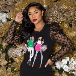 Ms. Bling New Arrivals Stylista Puff Sleeve Sequin Blouse