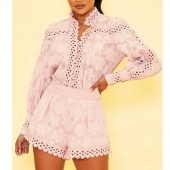 Ms. Bling Sets Angelica Embroidered Short Set