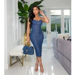 Ms. Bling New Arrivals "Nadege" Stretch Denim Dress