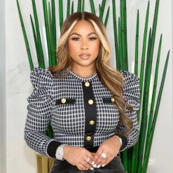 Ms. Bling New Arrivals "Paris" Puff Sleeve Top