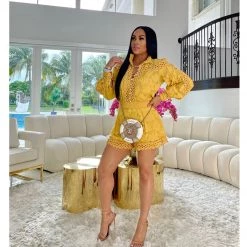 Ms. Bling New Arrivals Angelica Embroidered Short Set